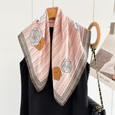 Pink Camellia 100% Mulberry Silk Scarf | 26'' Square Floral Silk Wrap