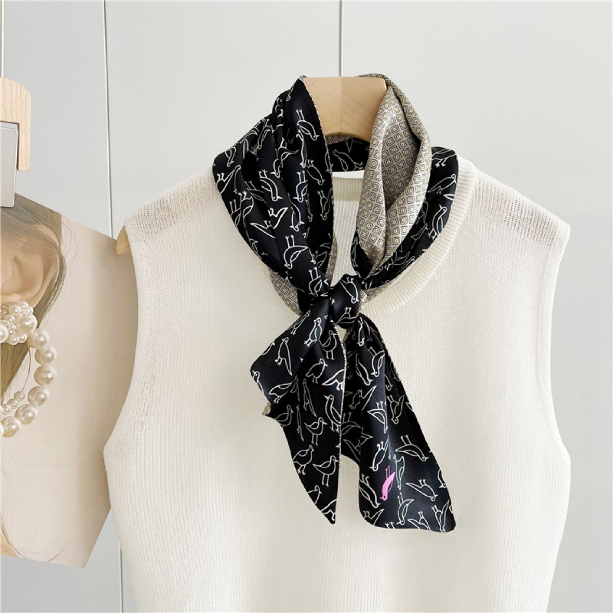 Double-Sided Mulberry Silk Ribbon Scarf - Purple Simple Elegance for Spring & Summer