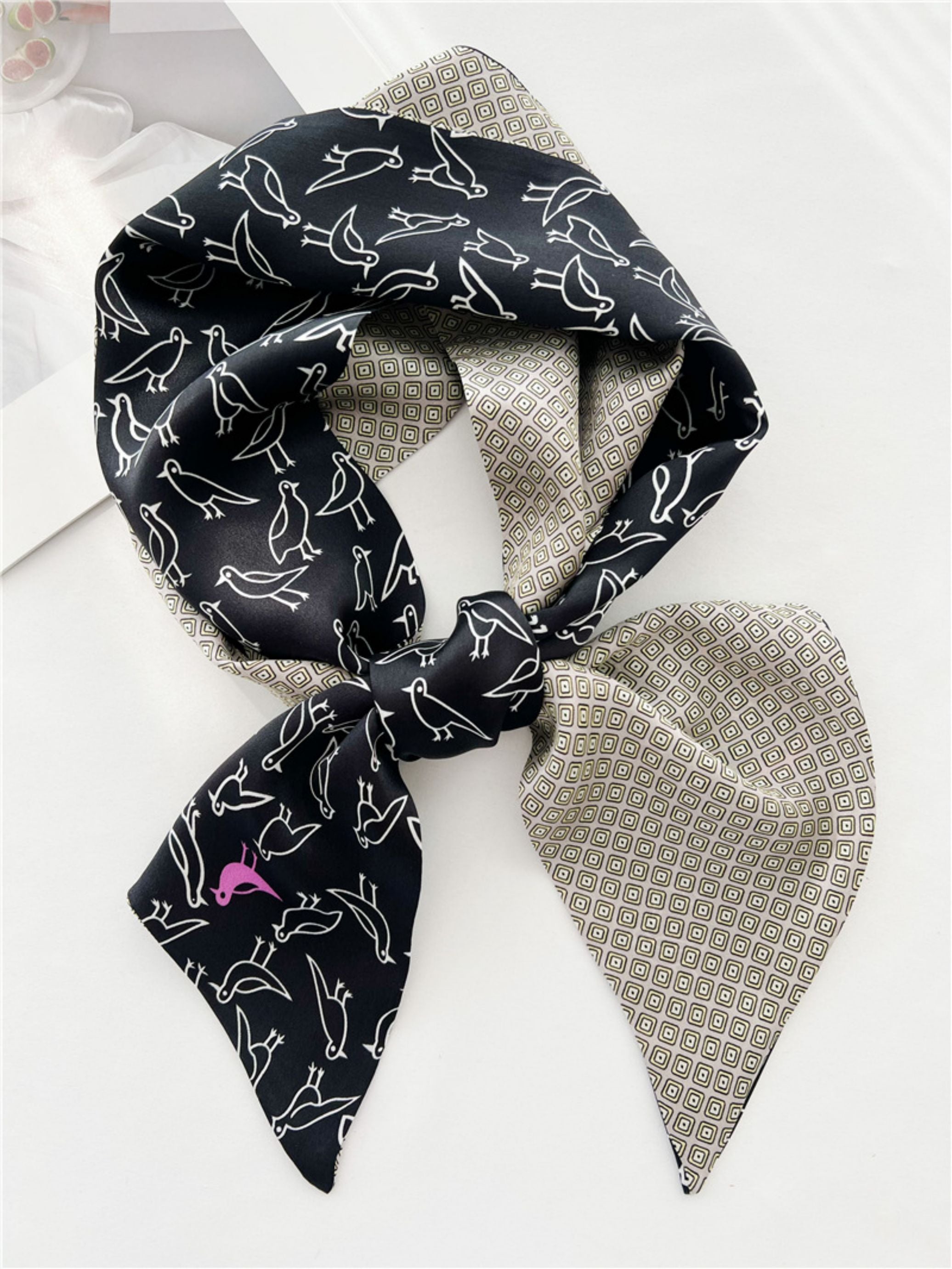 Double-Sided Mulberry Silk Ribbon Scarf - Purple Simple Elegance for Spring & Summer