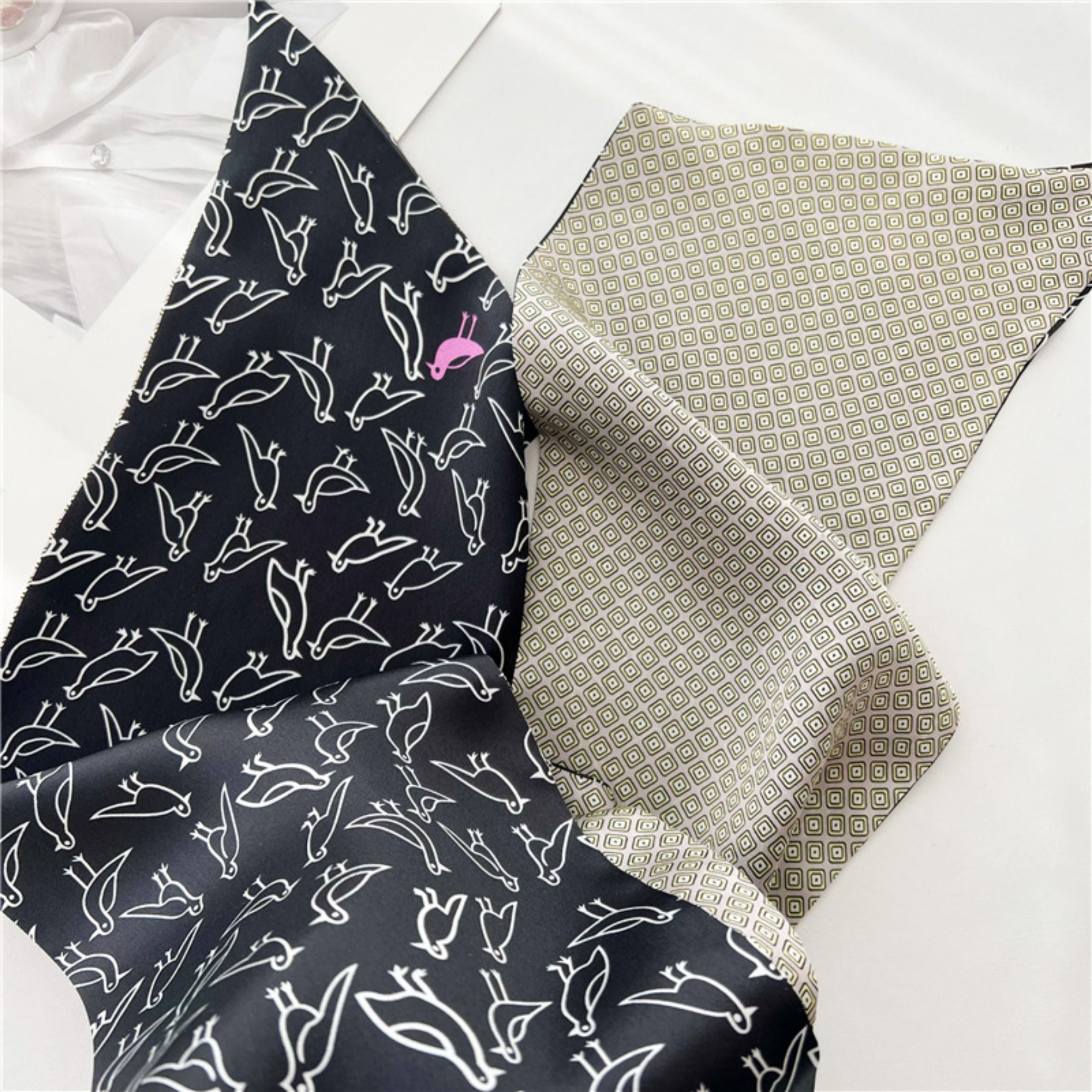 Double-Sided Mulberry Silk Ribbon Scarf - Purple Simple Elegance for Spring & Summer