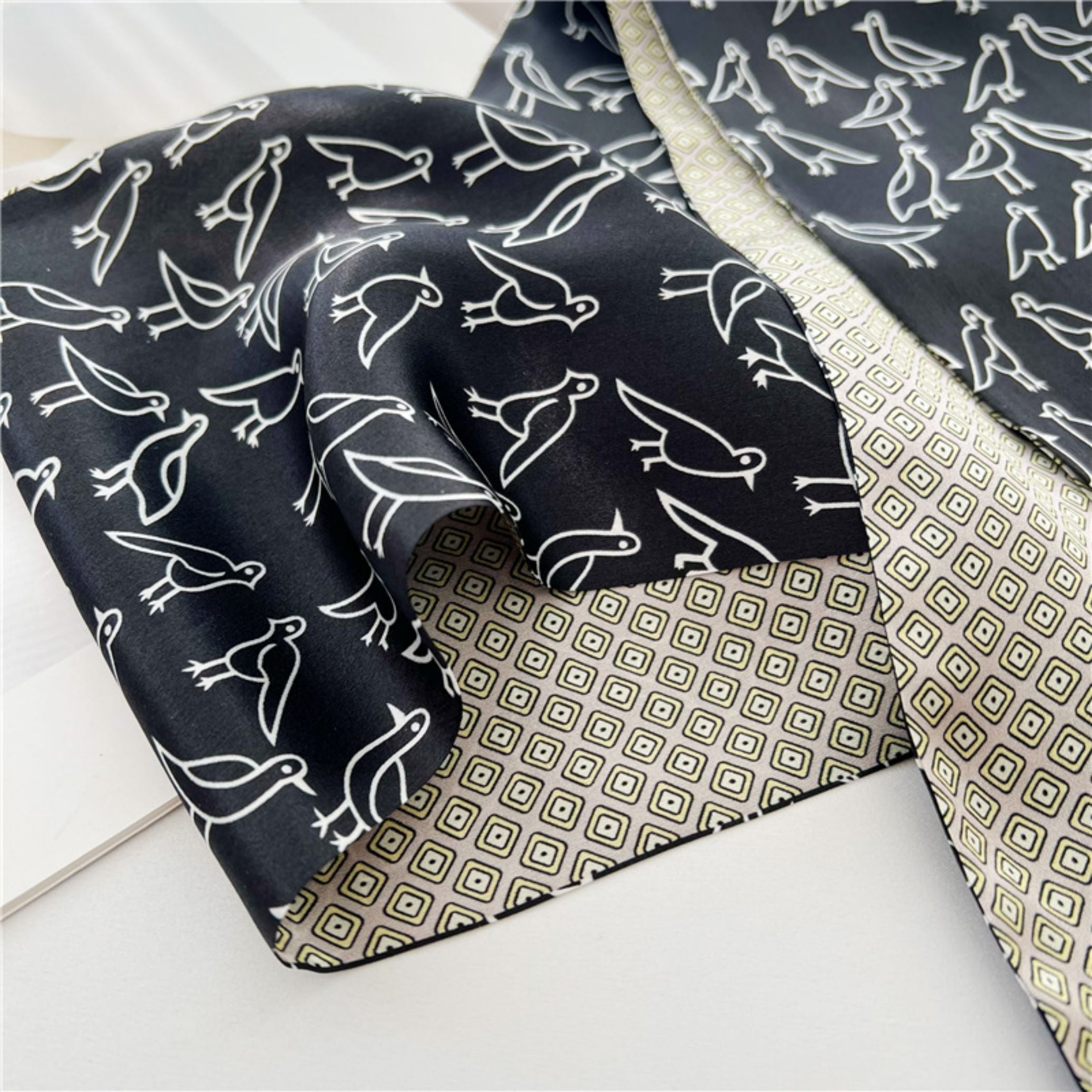 Double-Sided Mulberry Silk Ribbon Scarf - Purple Simple Elegance for Spring & Summer