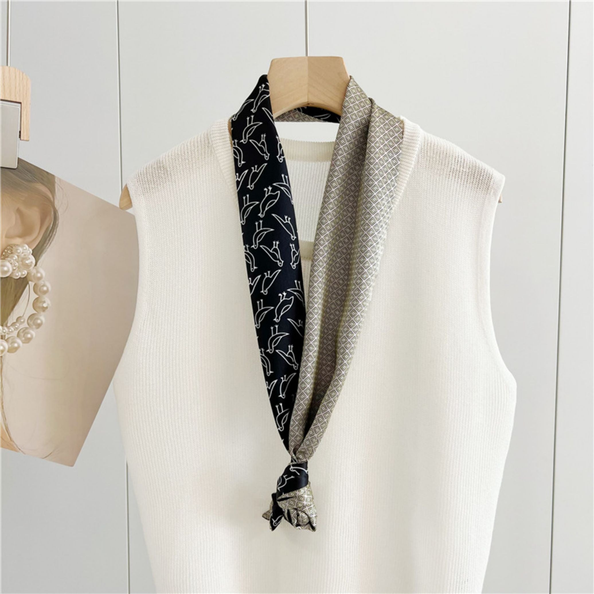 Double-Sided Mulberry Silk Ribbon Scarf - Purple Simple Elegance for Spring & Summer