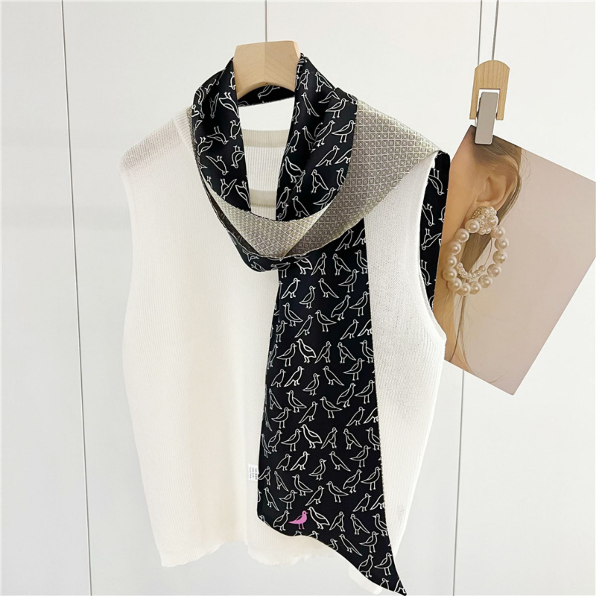 Double-Sided Mulberry Silk Ribbon Scarf - Purple Simple Elegance for Spring & Summer