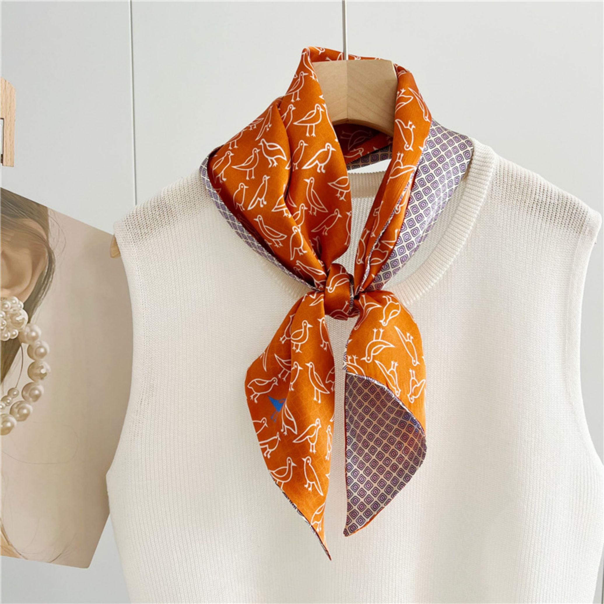 Double-Sided Mulberry Silk Ribbon Scarf - Purple Simple Elegance for Spring & Summer