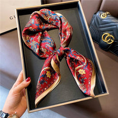 Red Vintage Paisley Pattern mulberry silk scarf/65CM 100% mulberry silk scarf/Silk shawl/Gift for her