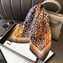 Oil Texture Spot Pattern Luxurious 65cm Mulberry Silk Square Scarf/Hand-Rolled Hem/Small Neck Scarf/Gift For Her