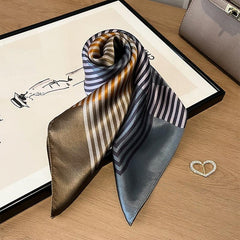 Splice fret pattern silk scarf/65CM 100% mulberry silk scarf/Silk shawl/Gift for her