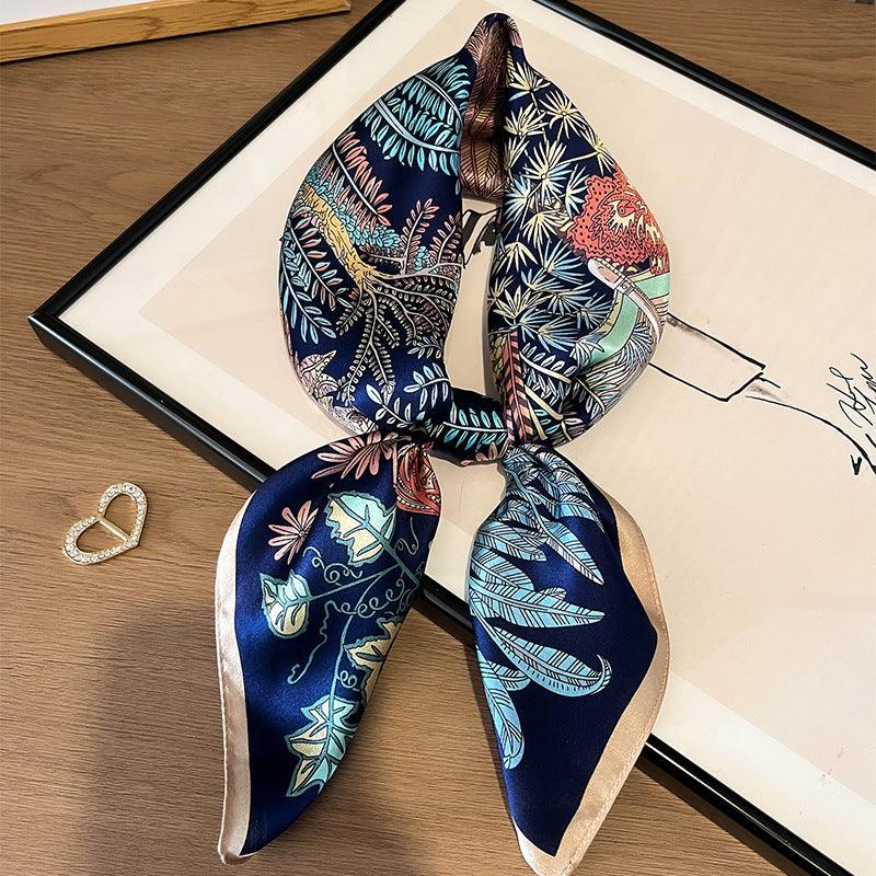 Tropical Plant Patterns mulberry silk scarf/65CM 100% mulberry silk scarf/Silk shawl/Gift for her