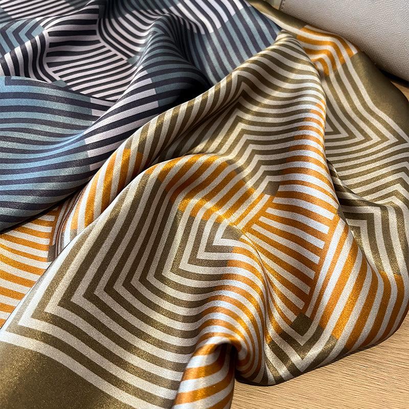 Splice fret pattern silk scarf/65CM 100% mulberry silk scarf/Silk shawl/Gift for her