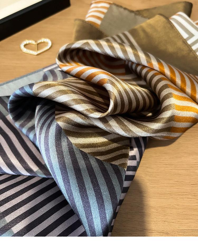 Splice fret pattern silk scarf/65CM 100% mulberry silk scarf/Silk shawl/Gift for her