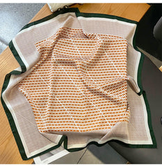 Orange karierter 70cm quadratischer Schal, strukturierter Seidenschal, Sonnenschutz-Seidenschal, Halstuch, Satinschal, Geschenk