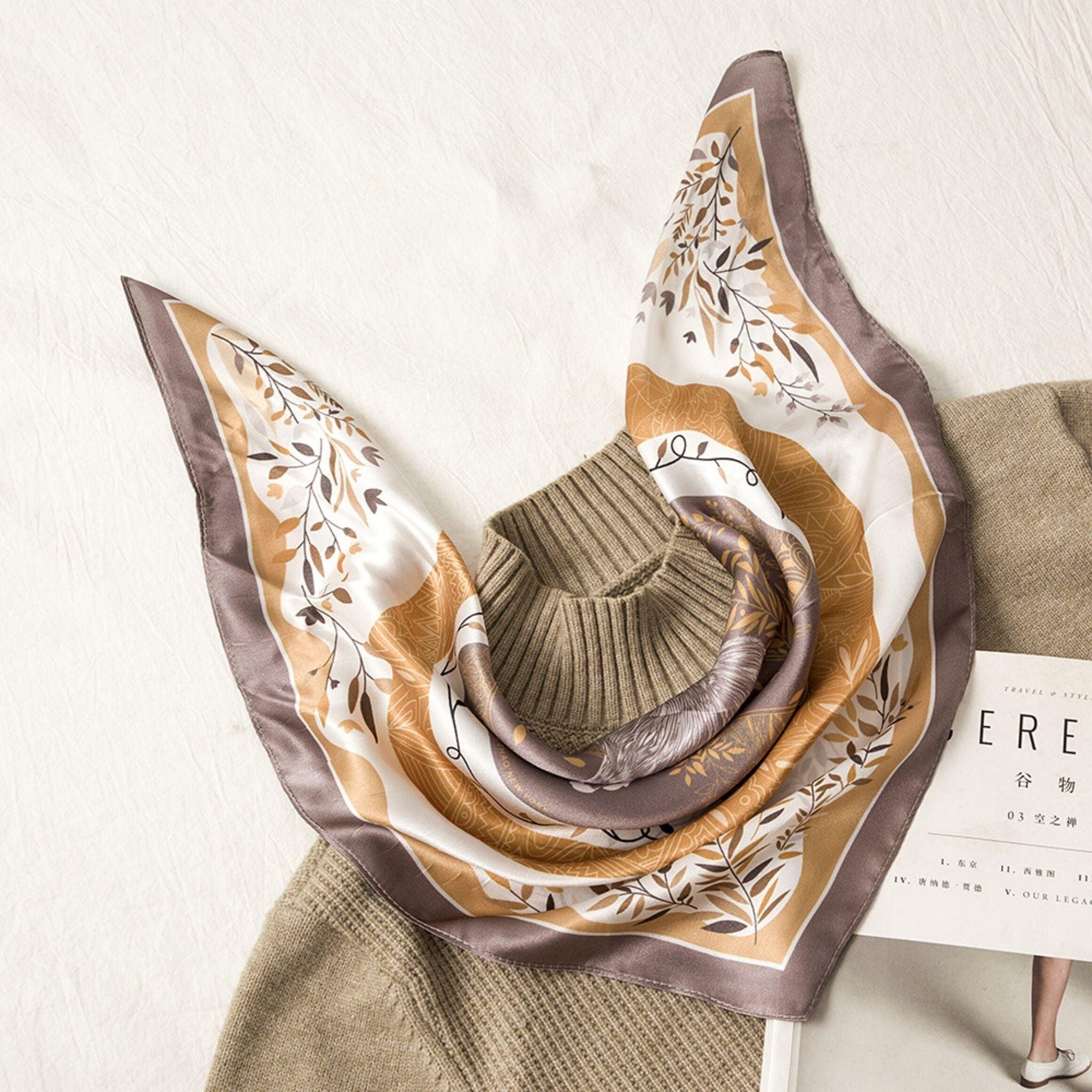 Elchdruck Schal aus 100 % Maulbeerseide/Kopftuch aus Seide/Haarschal aus Seide/Halstuch aus Seide/Muttertagsgeschenke/Taschenaccessoire/Geschenk für Sie