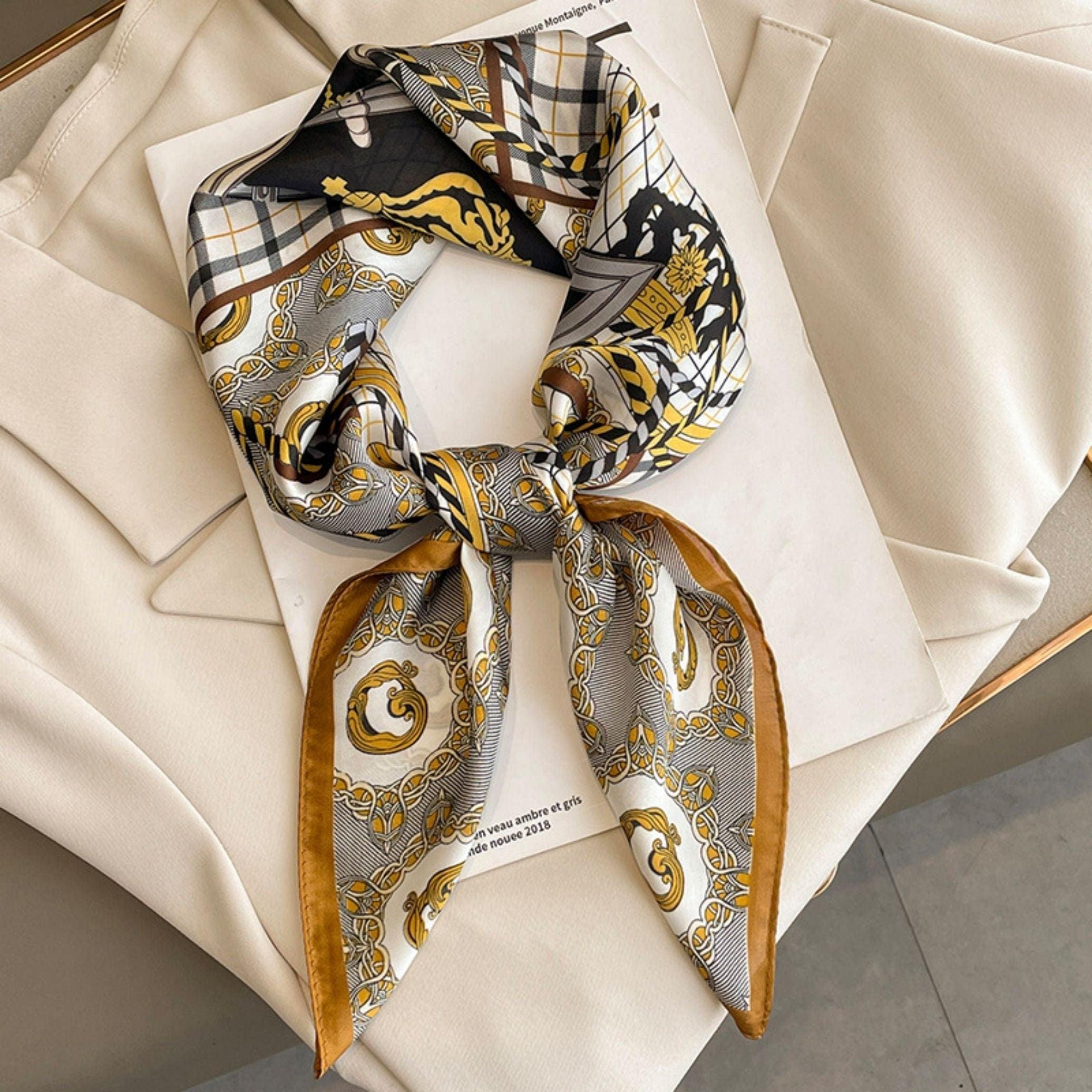 Roter quadratischer Schal mit Vintage-Karomuster, 70 cm, strukturierter Seidenschal, Sonnenschutz-Seidenschal, Halstuch, Satinschal, Geschenk