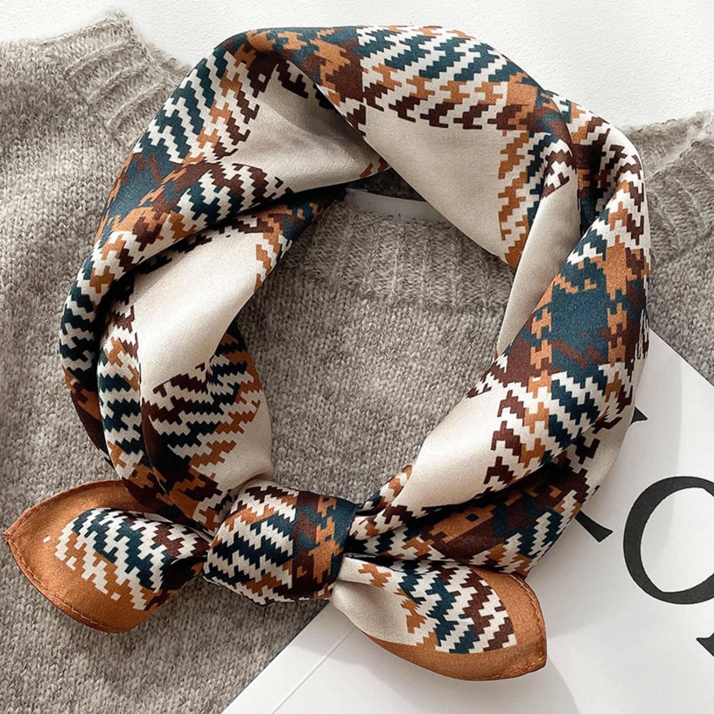 Scottish Plaid Silk Scarf/100% mulberry Silk Scarf/Silk head scarf