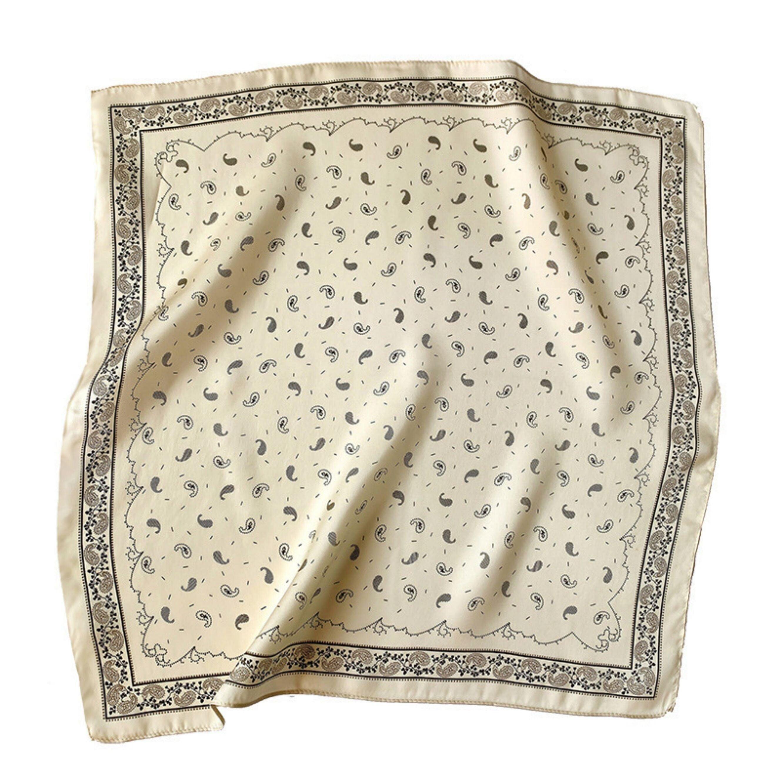 Hellgelber Paisley-Seidenschal/100 % Maulbeerseidenschal/Seidenkopfschal/Seidenhaarschal/Seidenhalstuch/Seidenbandana/Taschenaccessoire/Geschenk für Sie