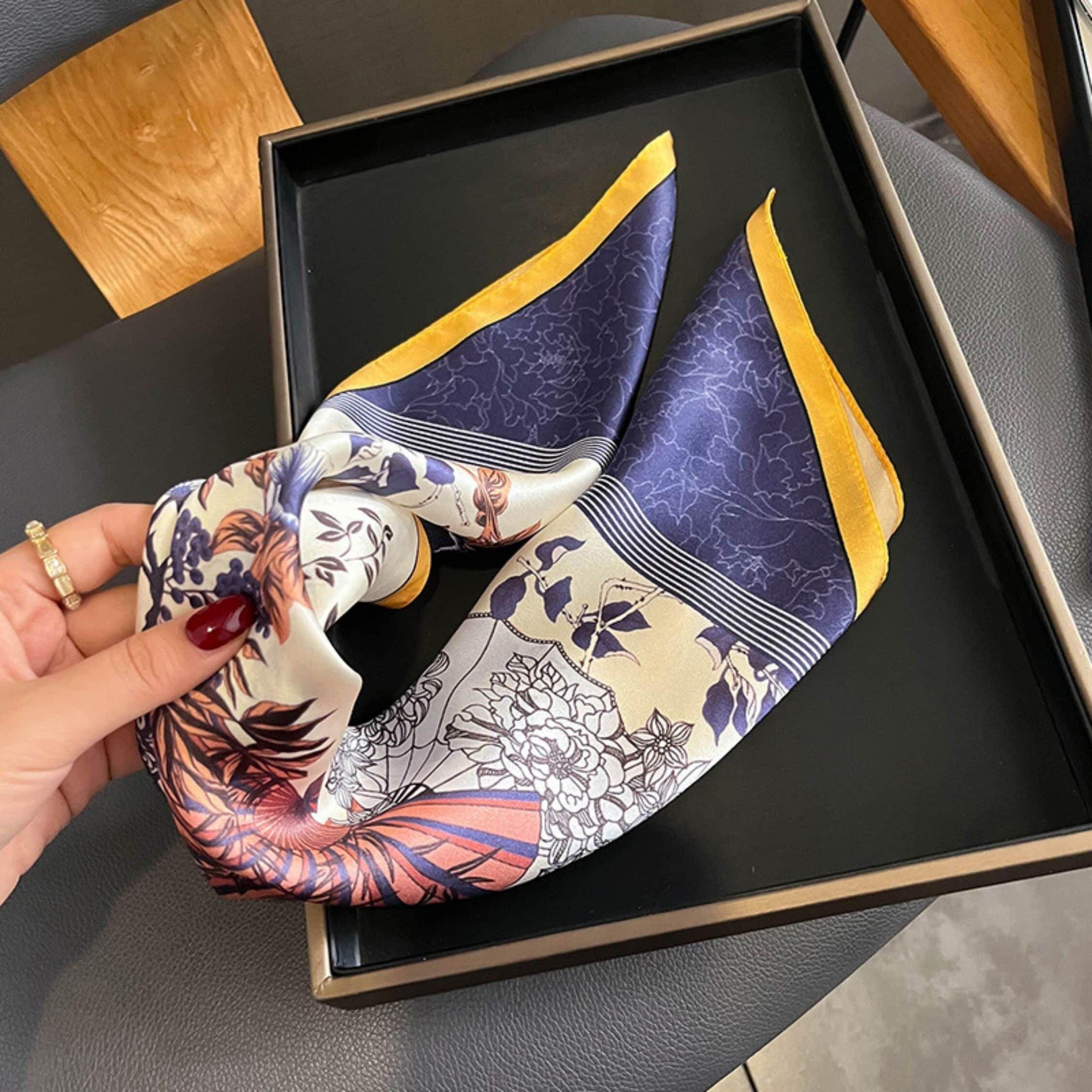 オリエンタル美学 100% 桑シルクスカーフ/シルクヘッドスカーフ/シルクヘアスカーフ/シルクネックスカーフ/バッグアクセサリー/彼女へのギフト