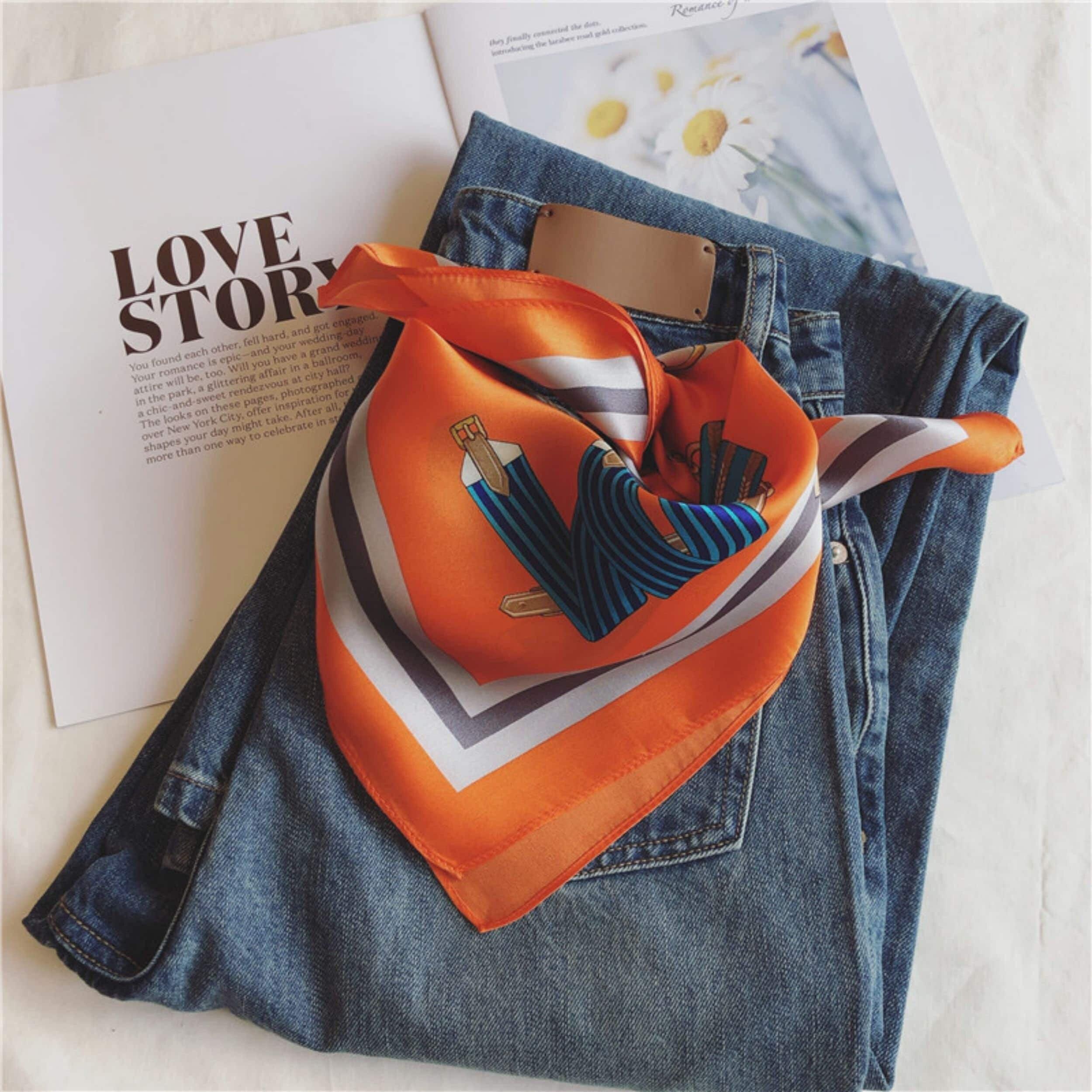 Kettenriemendruck 100 % Maulbeerseidenschal/Seidenkopfschal/Seidenhaarschal/Seidenhalsschal/Muttertagsgeschenke/Taschenaccessoire/Geschenk für Sie