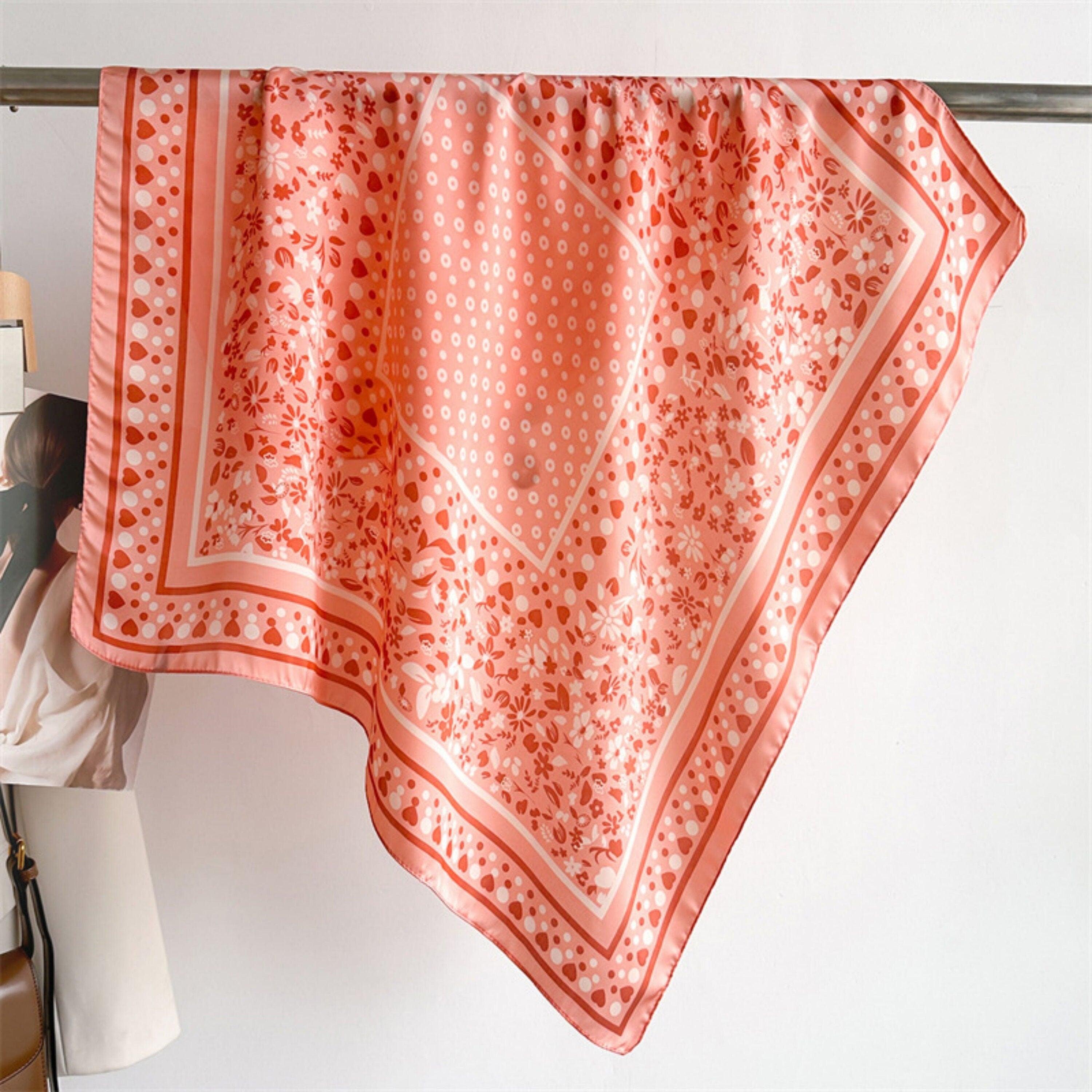 Süßer Polka Dots 70cm quadratischer Schal, strukturierter Seidenschal, Sonnenschutz-Seidenschal, Halstuch, Satinschal, Geschenk