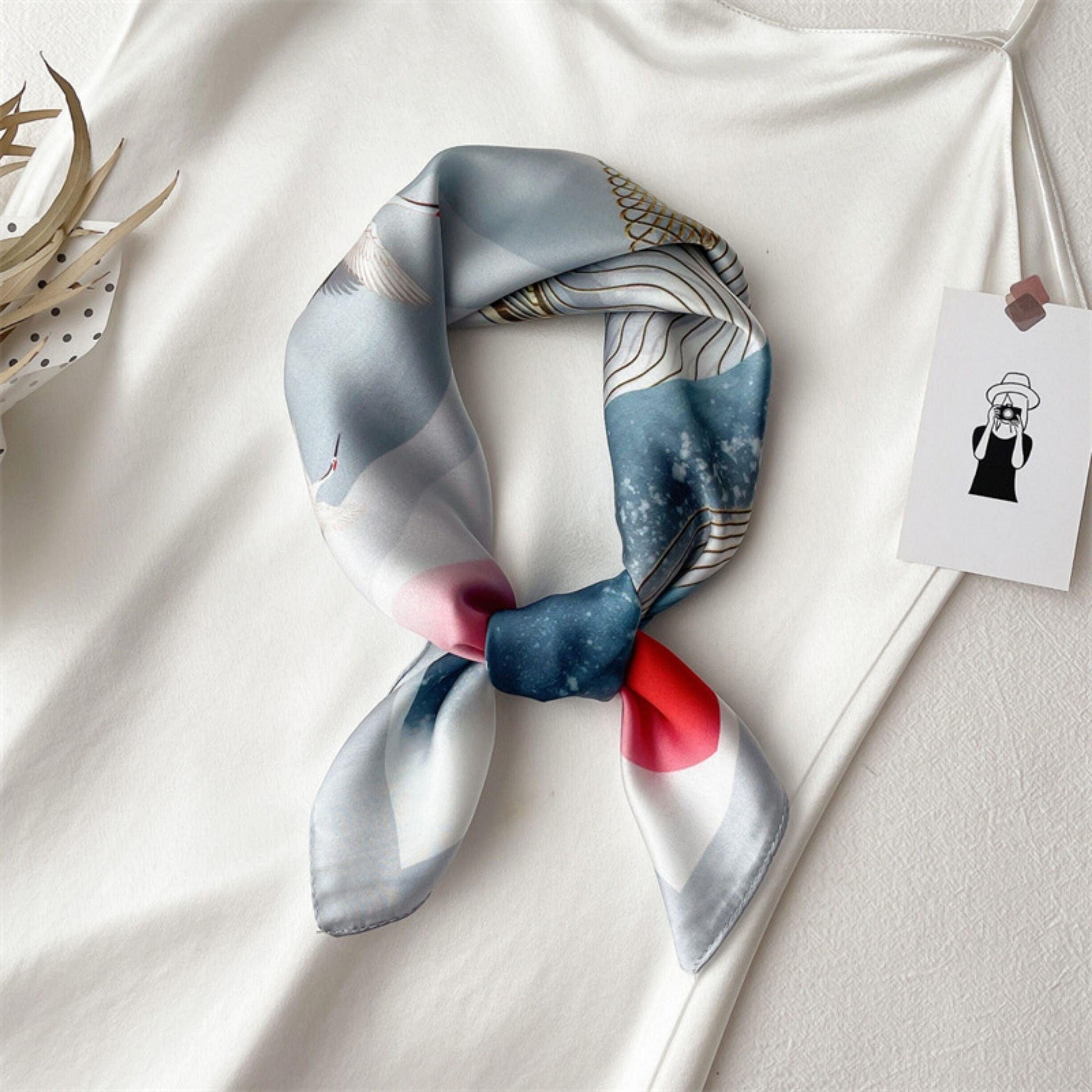 Japanese vintage pattern/100% Vegan Silk Scarf/Head scarf/55*55cm/Silk hair scarf/Silk neck scarf/Silk bandana/Bag Accessory/Gift for her