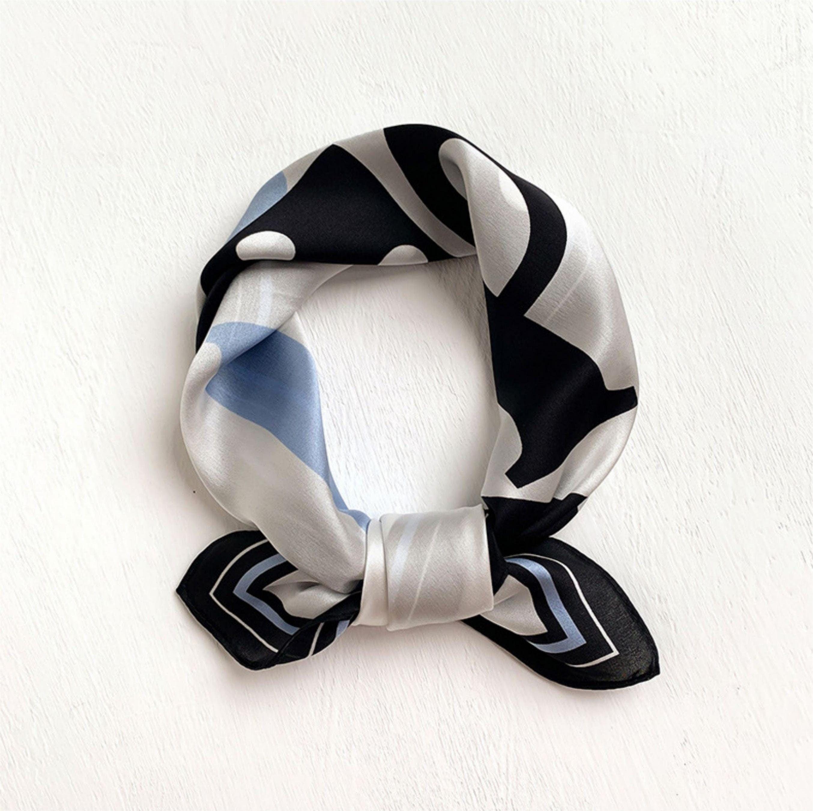 Schal aus 100 % Maulbeerseide/Kopftuch aus Seide/Haarschal aus Seide/Halstuch aus Seide/Muttertagsgeschenke/Taschenaccessoire/Geschenk für Sie/Bedruckte Polka Dots