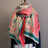 Vintage Plaid Colorblocking Cashmere Texture Scarf/65*185cm Scarf/Pashmina Texture Shawl/Bohemian Shawl/Gift for Her