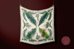 Vintage Hand-Drawn Fern Pattern Silk Scarf - Designer Original - Customizable Fabric and Size - Women's Scarf - Gift for Her
