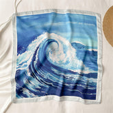 Japanese style sea wave/100% Vegan Silk Scarf/Silk head scarf/55*55cm/Silk hair scarf/Neck scarf/Silk bandana/Bag Accessory/Gift for her