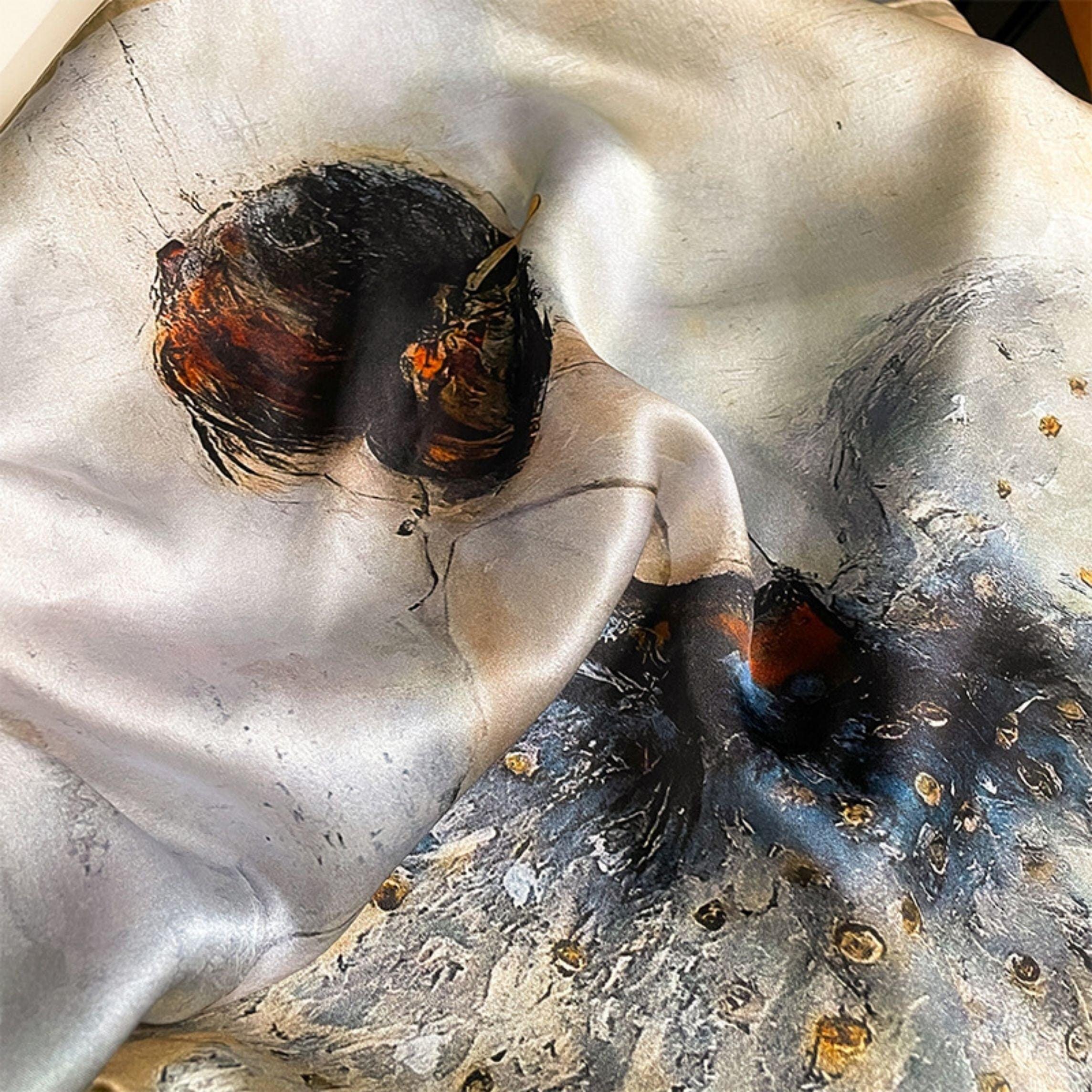 Oil painting texture Ballerina pattern mulberry silk scarf/65CM 100% mulberry silk scarf/Silk shawl/Gift for her