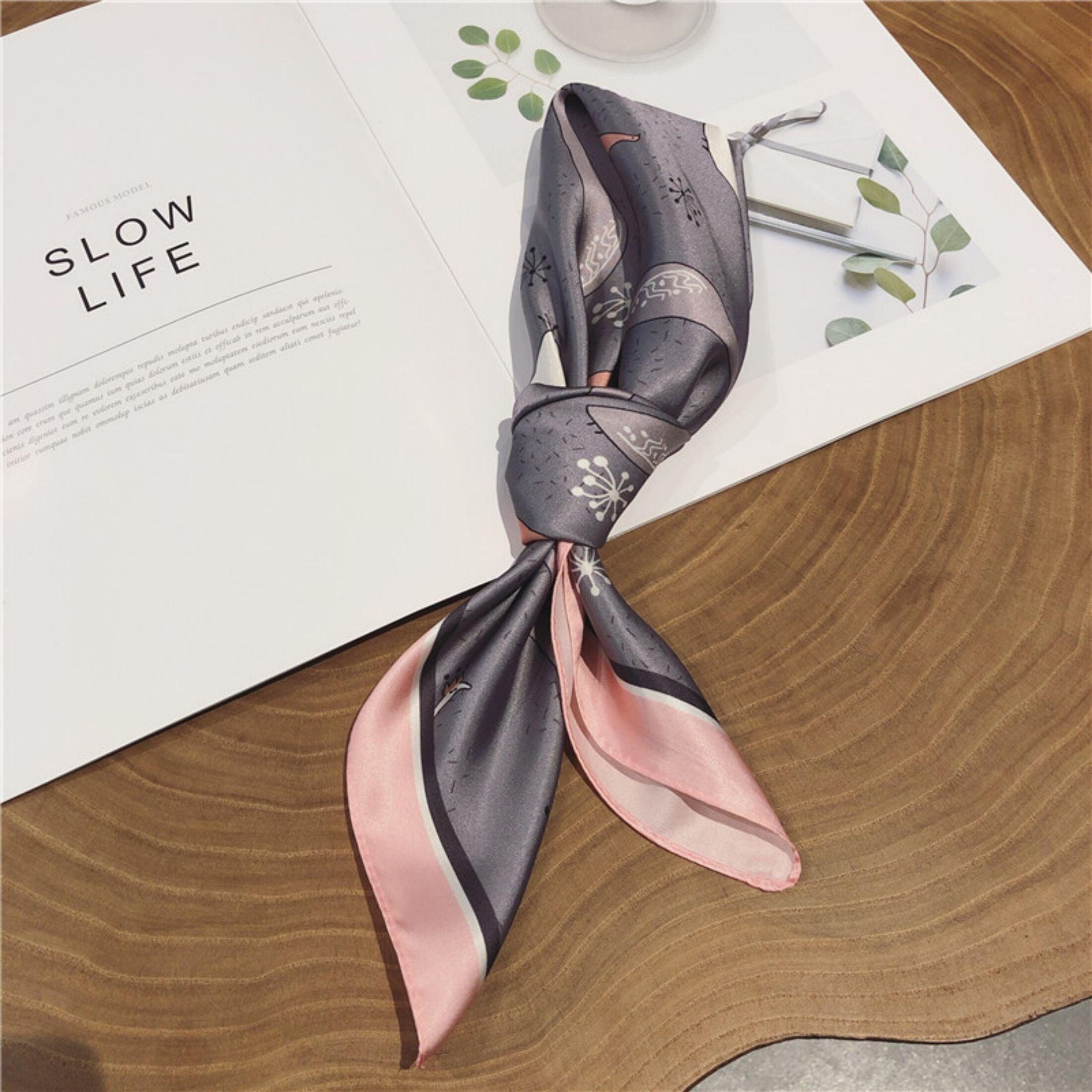 Goose print scarf/100% Vegan Silk Scarf/Silk head scarf/55*55cm/Silk hair scarf/Silk neck scarf/Silk bandana/Bag Accessory/Gift for her