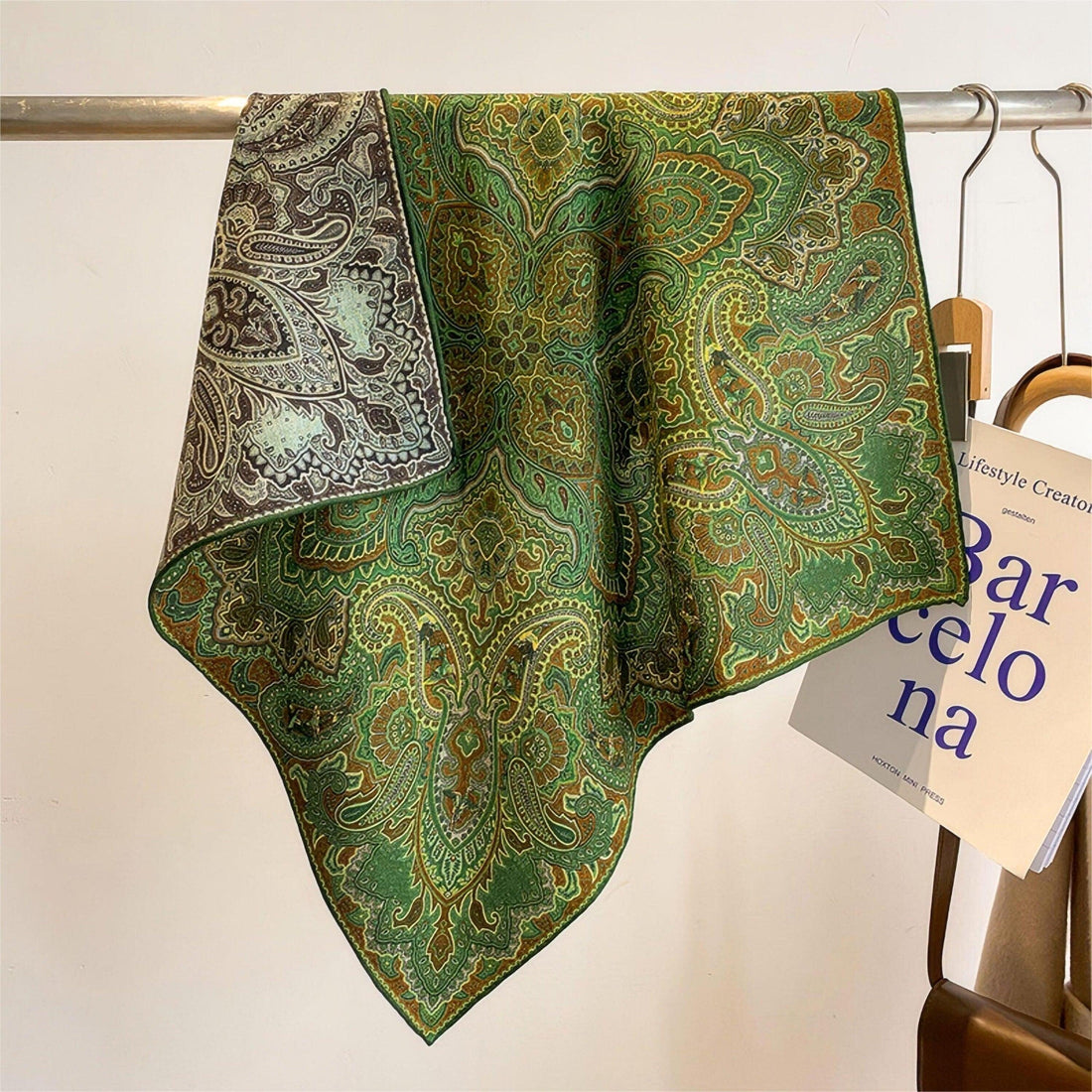 Winter Mulberry Silk Wool Blend Scarf/70*70 CM Hand Hemming Scarf/Vintage Double-Sided Paisley Print Winter Warm Shawl/Gift For Her