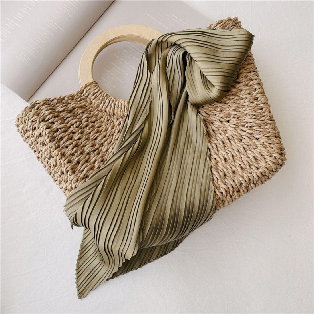 Pleated Scarfs for Women/Diamond-shaped scarf/Silk Hair Scarf/Bandana Headband/Bag Accessory/Silk head scarf/Gifts for her/Vintage Pleats