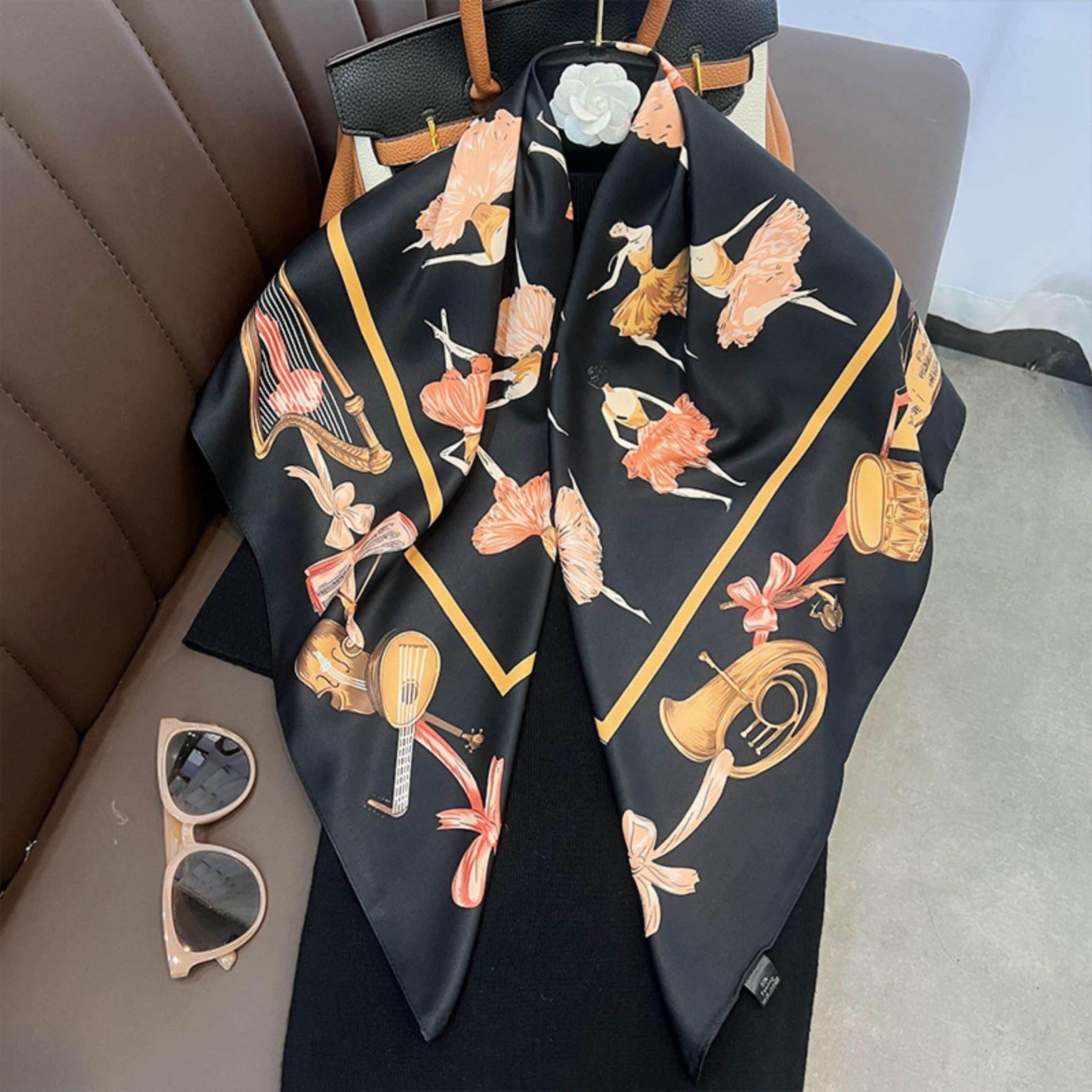 White Elegant Chic Large Satin Scarf | 90x90cm Bandana | Twill Satin Shawl | Perfect Gift for Her, Mother&