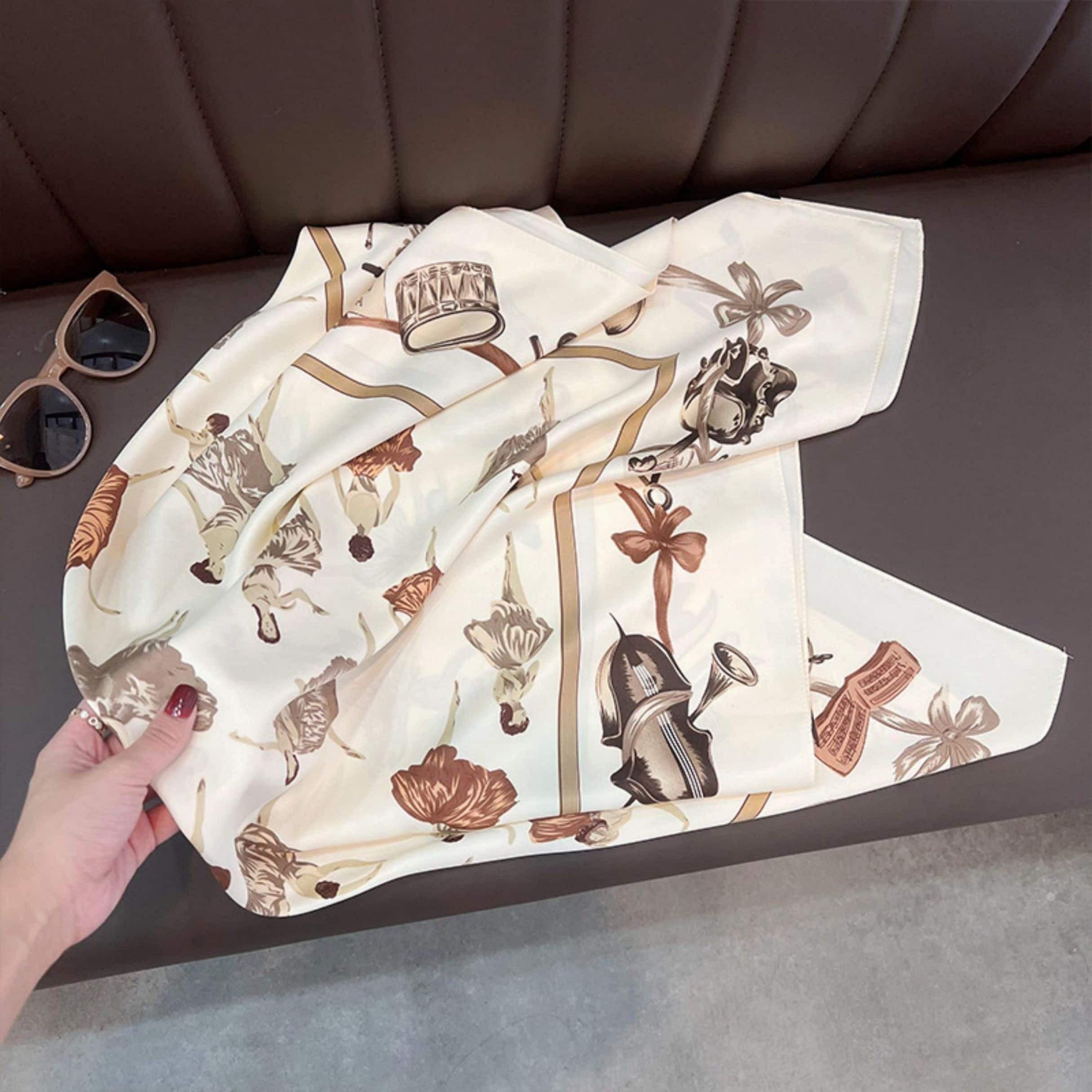 White Elegant Chic Large Satin Scarf | 90x90cm Bandana | Twill Satin Shawl | Perfect Gift for Her, Mother&