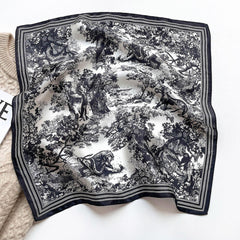 Vintage Forest Print 100% mulberry Silk Scarf/Silk head scarf/Silk hair scarf/Silk neck scarf/Mother's Day Gifts/Bag Accessory/Gift for her