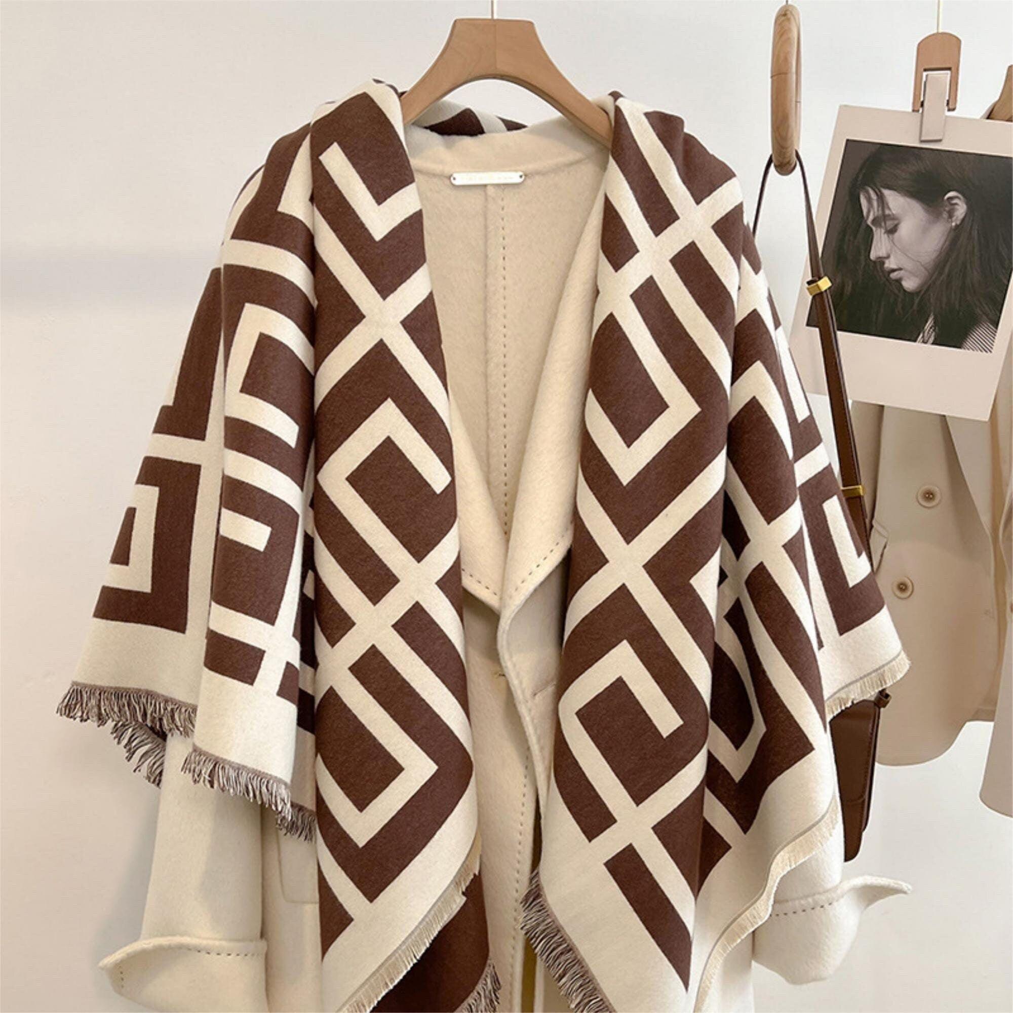 Vintage Fret Pattern Cashmere Texture Scarf/130*130cm Scarf/Pashmina Texture Shawl/Bohemian Shawl/Gift for Her