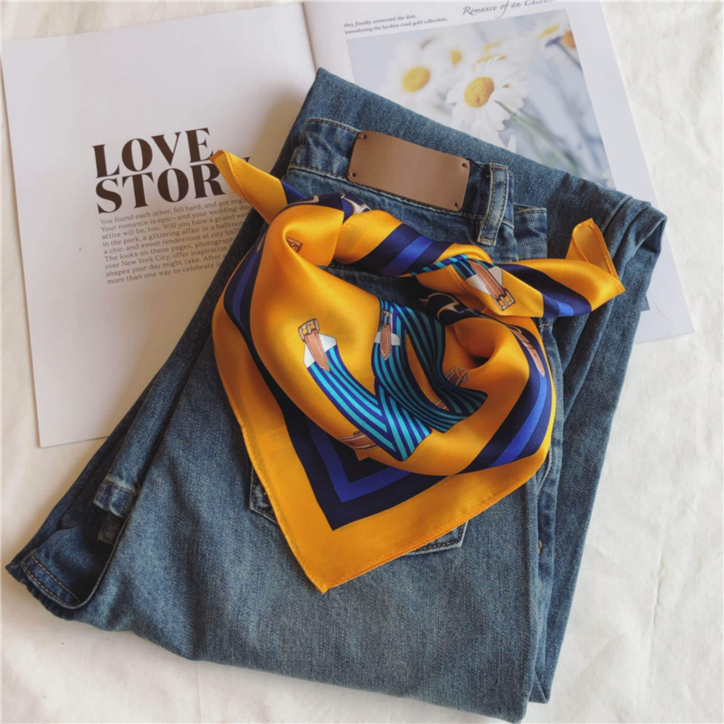 Kettenriemendruck 100 % Maulbeerseidenschal/Seidenkopfschal/Seidenhaarschal/Seidenhalsschal/Muttertagsgeschenke/Taschenaccessoire/Geschenk für Sie