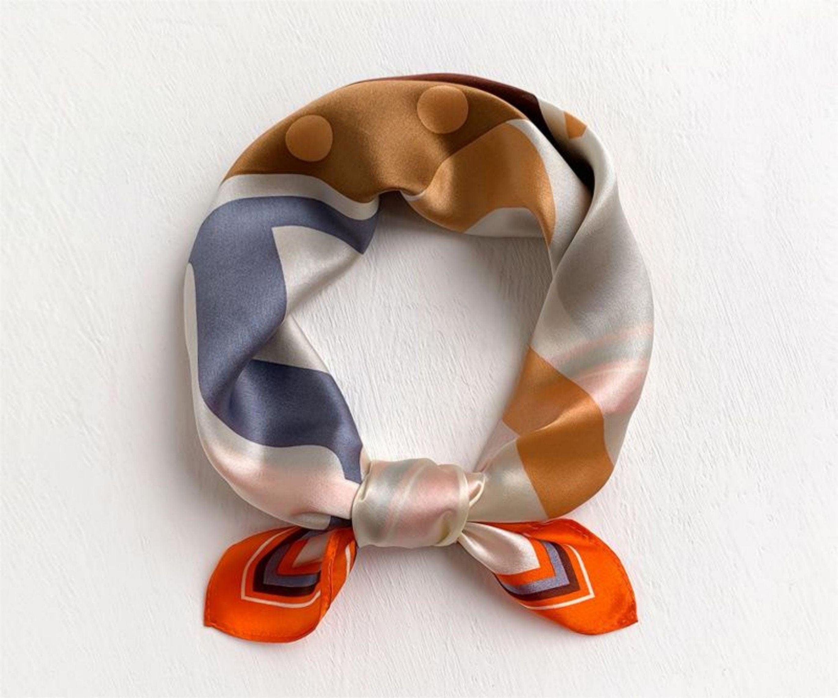 Schal aus 100 % Maulbeerseide/Kopftuch aus Seide/Haarschal aus Seide/Halstuch aus Seide/Muttertagsgeschenke/Taschenaccessoire/Geschenk für Sie/Bedruckte Polka Dots