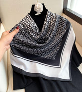 Classic Chain Chic Large Satin Scarf | 90x90cm Bandana | Twill Satin Shawl | Perfect Gift for Her, Mother's Day
