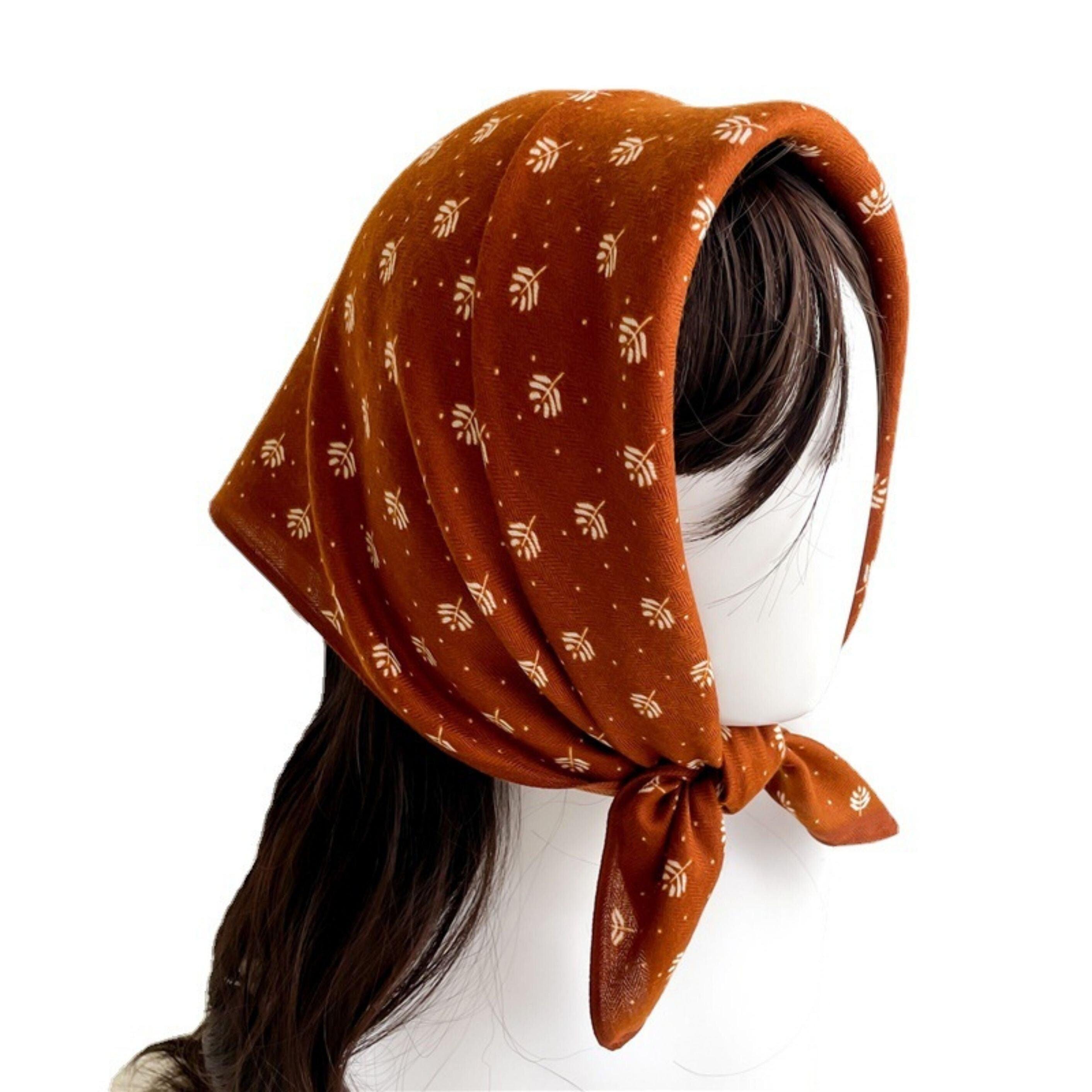 Fresh Leaf Print Square Scarf/Herringbone Weave Square Scarf/Lady&