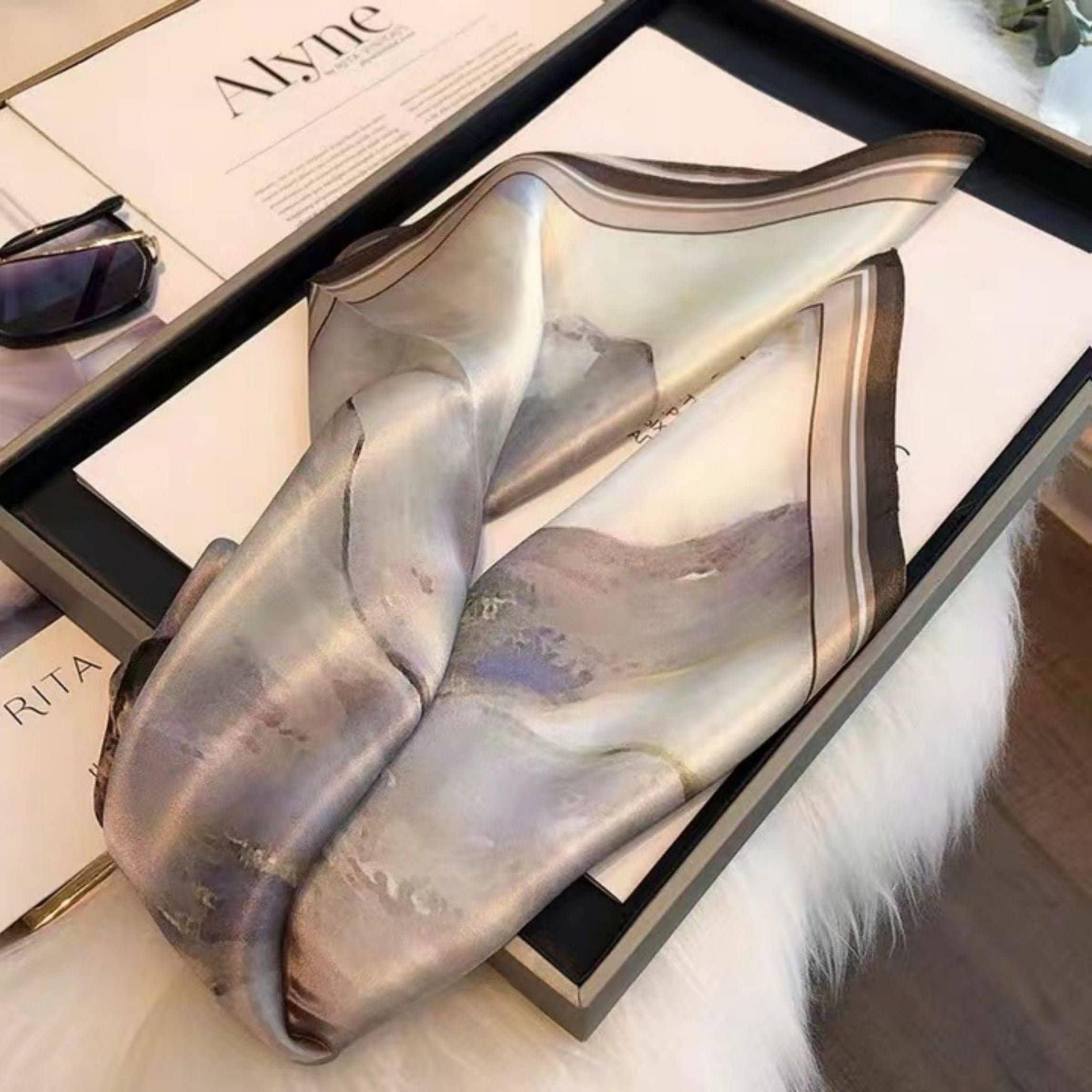 Mauve watercolor 100% mulberry Silk Scarf/Silk head scarf/Silk hair scarf/Silk neck scarf/Mother&