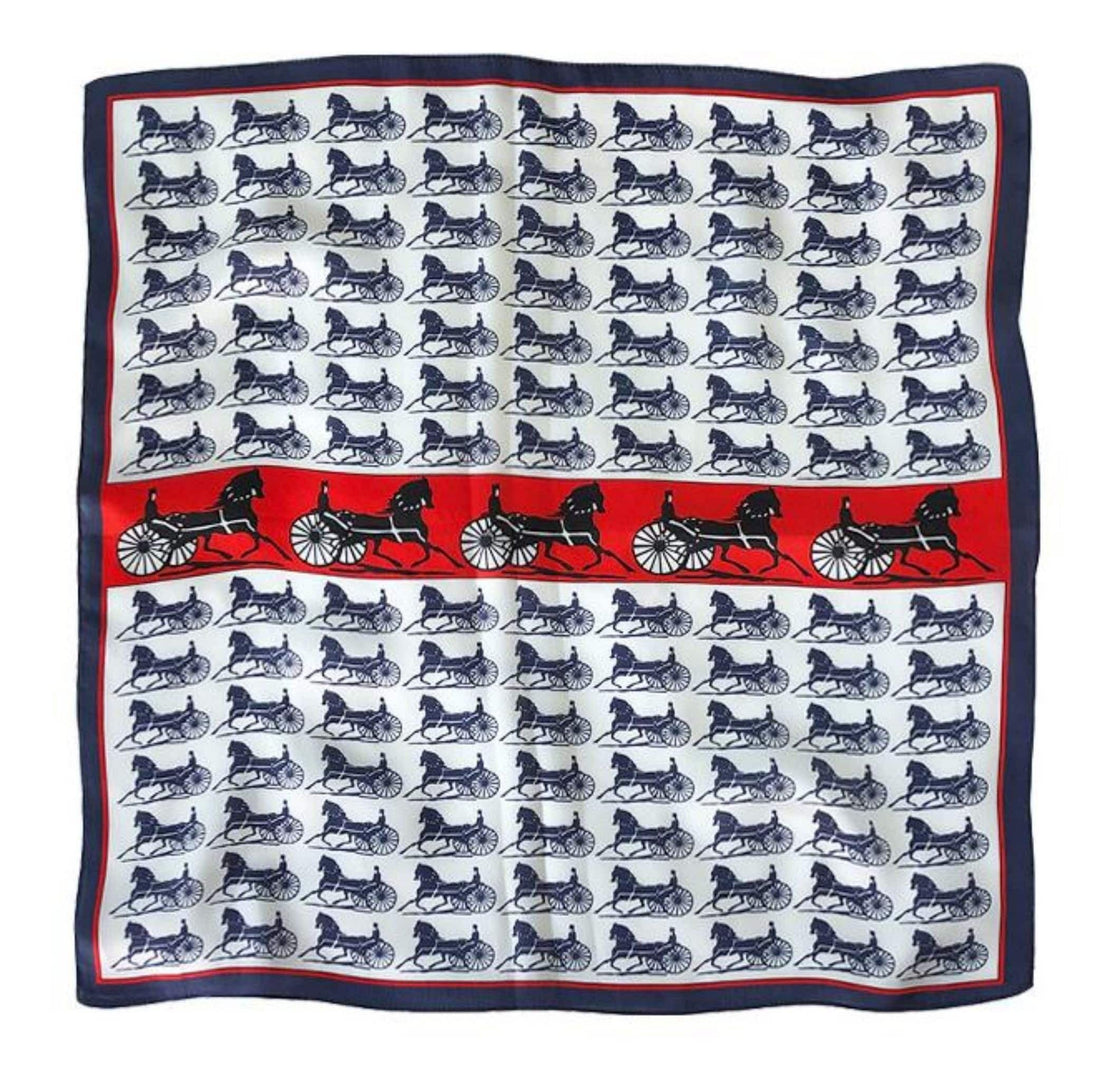 レトロな馬車フィギュア 100% 桑シルクスカーフ/シルクヘッドスカーフ/シルクヘアスカーフ/シルクネックスカーフ/母の日ギフト/バッグアクセサリー/彼女へのギフト