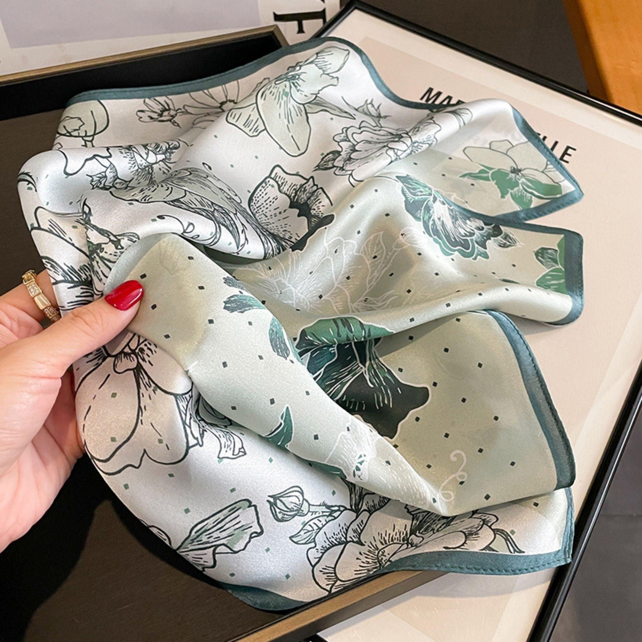 Pale green colour block 100% mulberry Silk Scarf/Silk head scarf/Silk hair scarf/Silk neck scarf/Bag Accessory/Gift for her