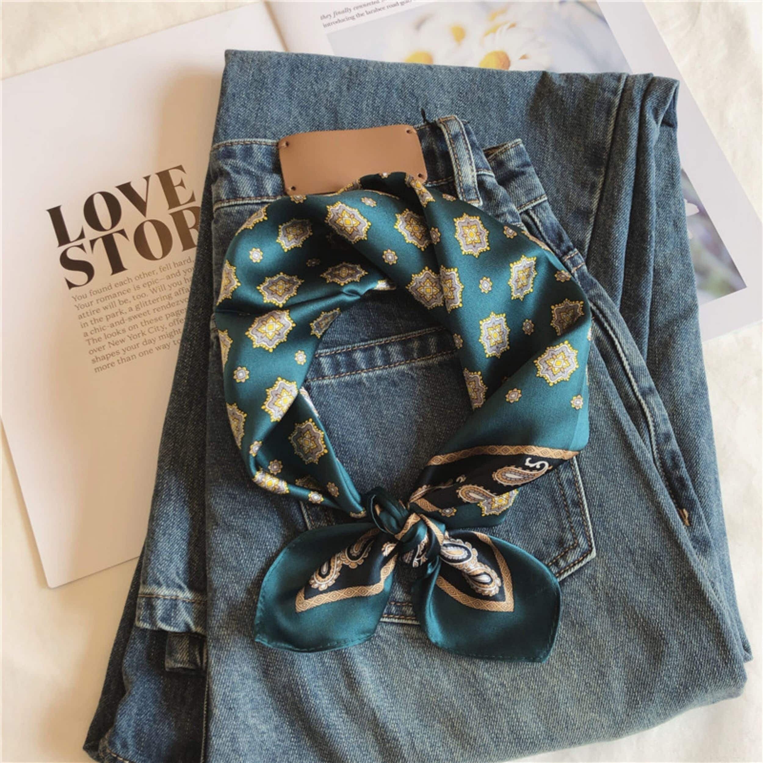 Bohemian gem green 100% mulberry Silk Scarf/Silk head scarf/Silk hair scarf/Silk neck scarf/Mother&