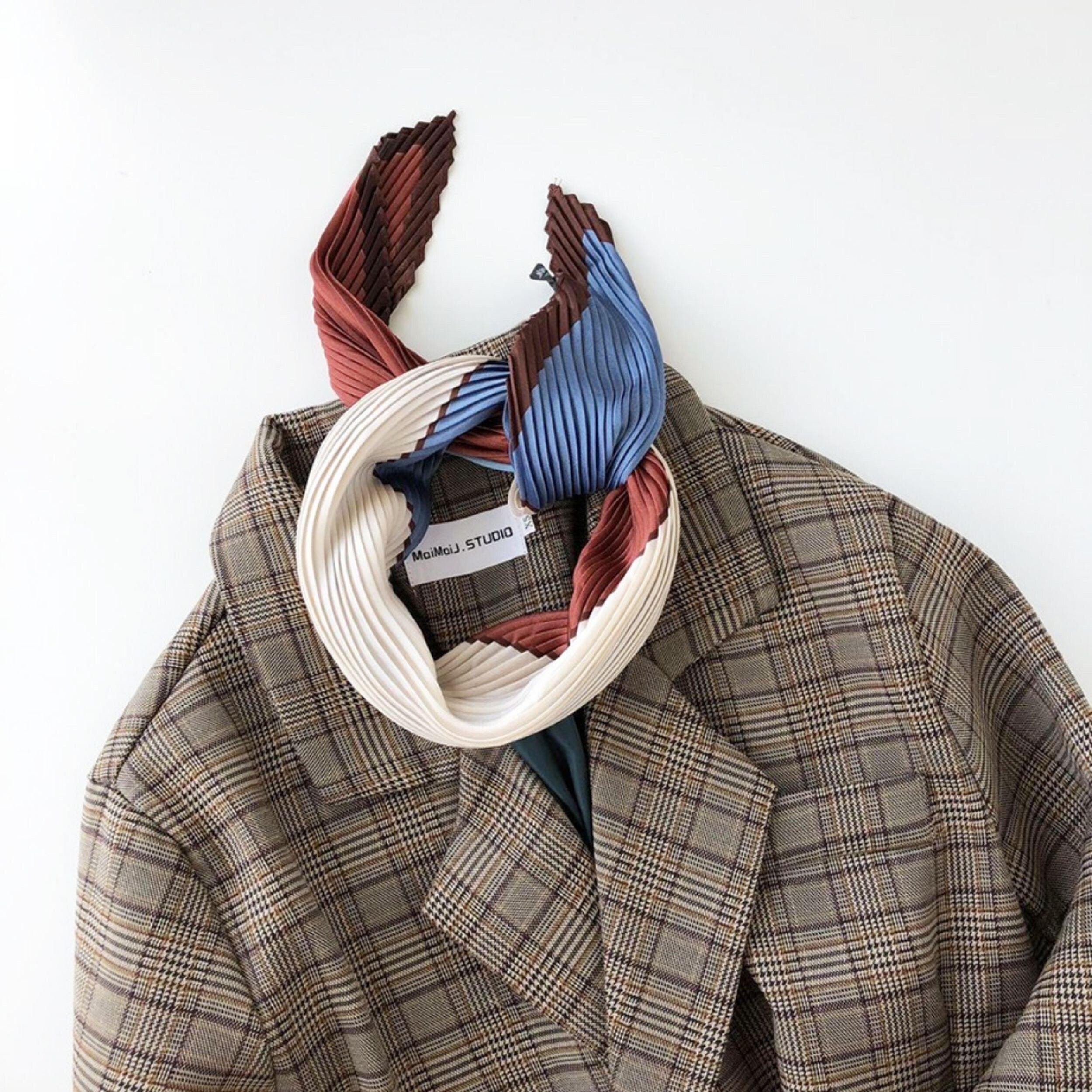 Pleated Scarfs for Women/Diamond-shaped scarf/Silk Hair Scarf/Bandana Headband/Bag Accessory/Silk head scarf/Gifts for her/Retro style