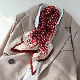 Pleated Scarfs for Women/Diamond-shaped scarf/Silk Hair Scarf/Bandana Headband/Bag Accessory/Silk head scarf/Gifts for her/Vintage ruffles