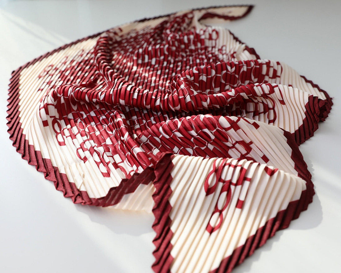 Pleated Scarfs for Women/Diamond-shaped scarf/Silk Hair Scarf/Bandana Headband/Bag Accessory/Silk head scarf/Gifts for her/Vintage ruffles