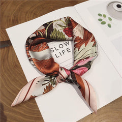 Fuchs-Print-Schal/100 % veganer Seidenschal/Seidenkopfschal/55*55 cm/Seidenhaarschal/Seidenhalstuch/Seidenbandana/Taschenaccessoire/Geschenk für Sie