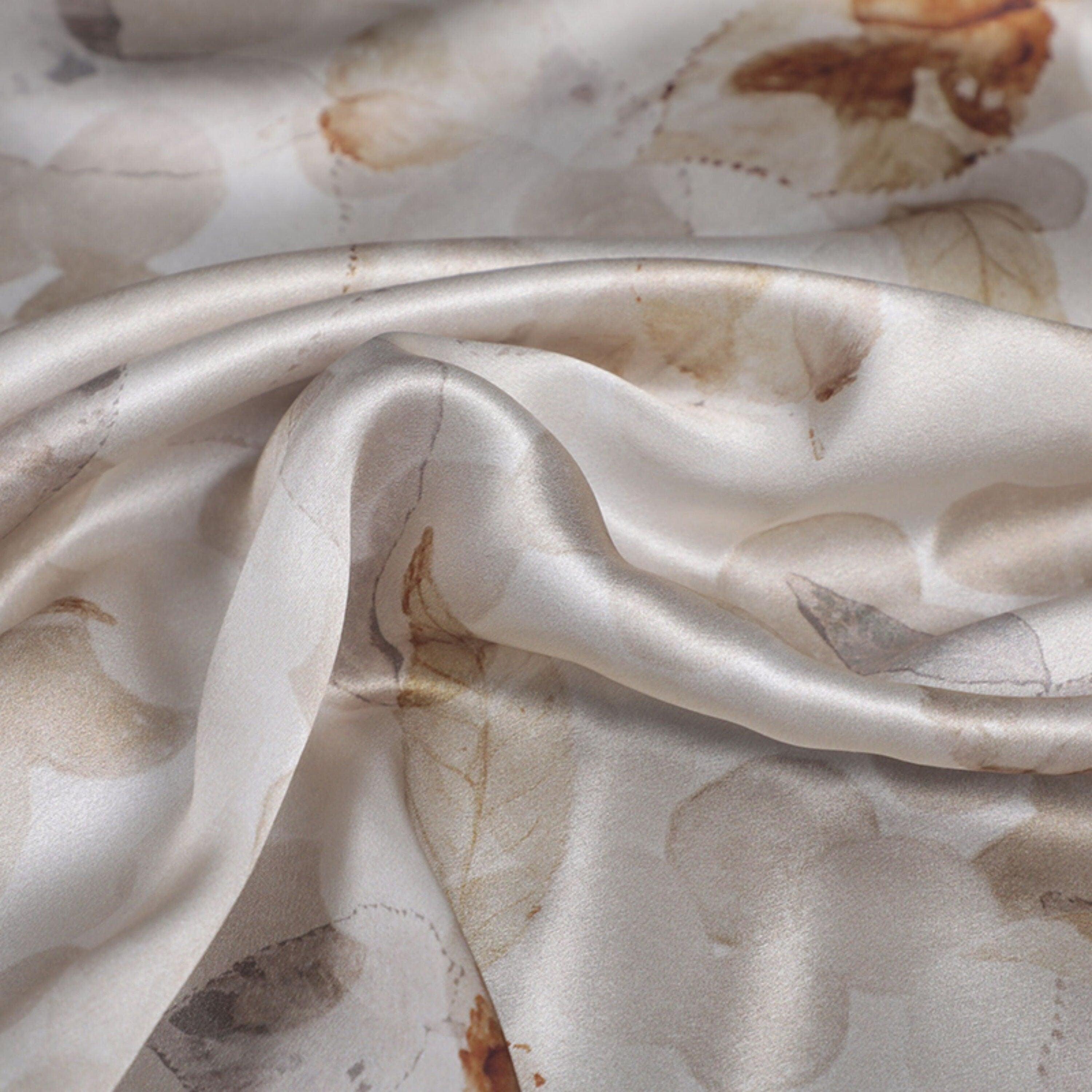 Elegant Apricot Leaf Pattern Silk Fabric - Perfect for Designer Dress Shirts - Ideal for High-End Designs