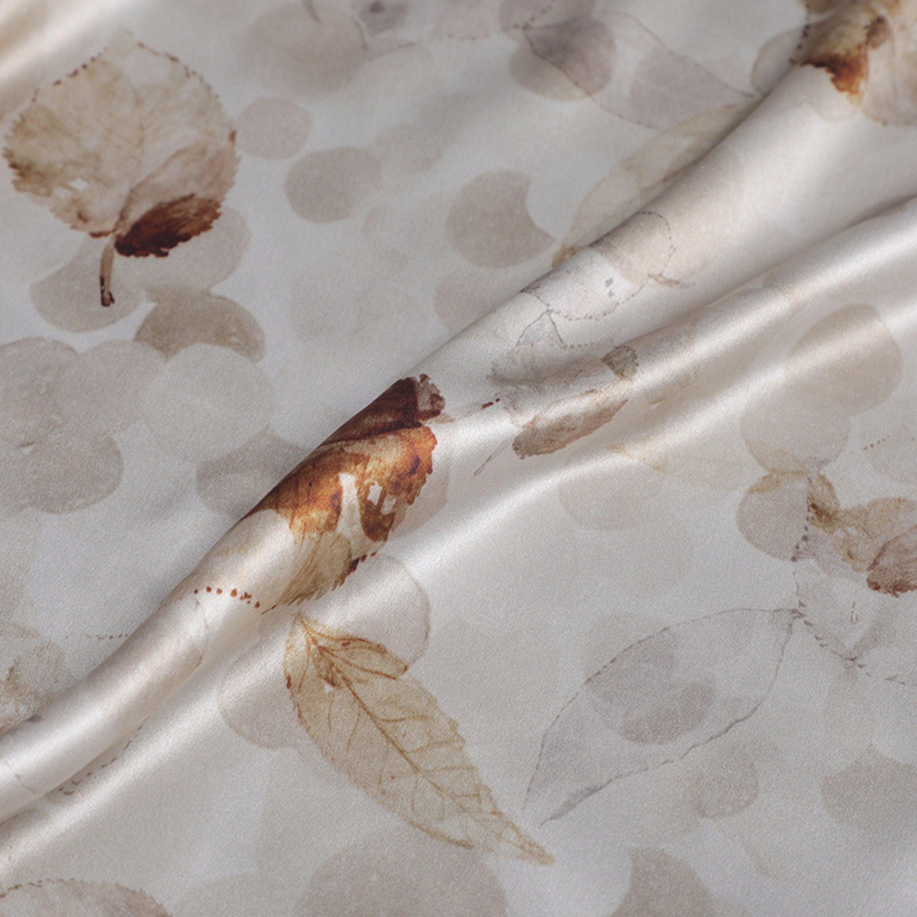 Elegant Apricot Leaf Pattern Silk Fabric - Perfect for Designer Dress Shirts - Ideal for High-End Designs