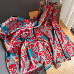 Japanischer klassischer großer quadratischer Schal/Seidentwill-Satin/9090 cm/Seidenschal/Seidenbandana/Großer Satinschal/Geschenk für Sie/Muttertagsgeschenke